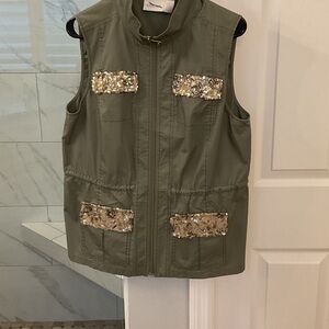 Sequin Embellished ladies Vest - Green